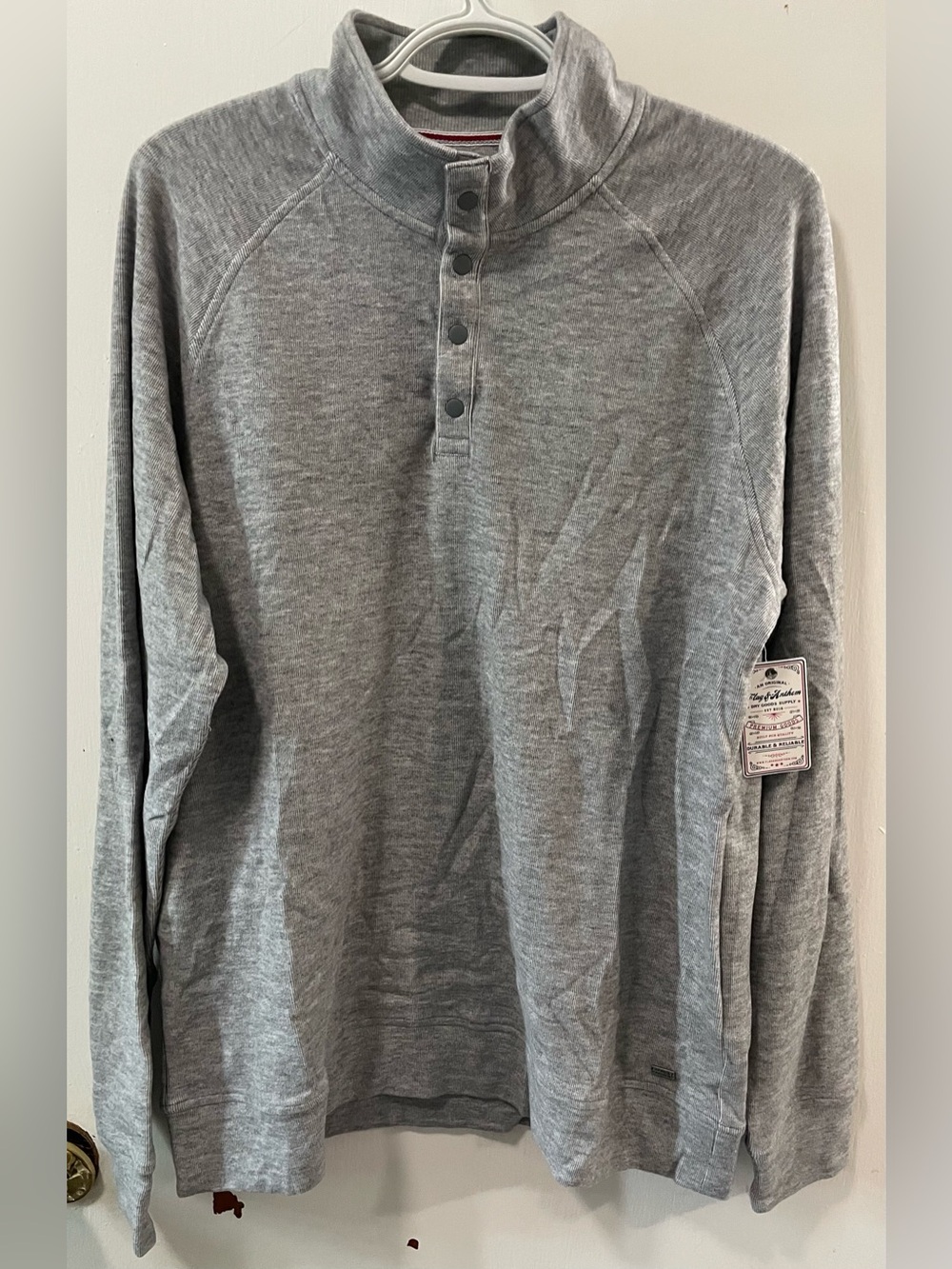 Flag & Anthem Men’s Light Grey Quarter Button Sweater Pullover Shirt Size Medium